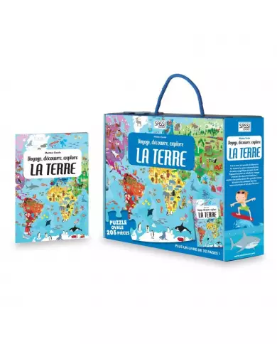 La Terre - Voyage, Découvre, Explore - Livre - Puzzle 205 Pièces