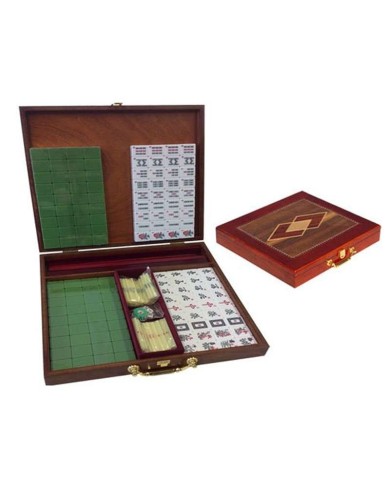 Mahjong Complet Marqueté En Bois