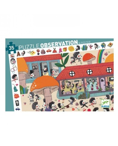 Puzzle D'Observation - L'Ecole Des Hérissons - 35 Pièces