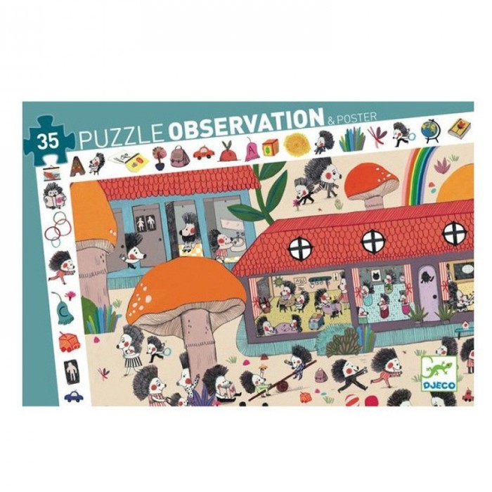 Puzzle D'Observation - L'Ecole Des Hérissons - 35 Pièces