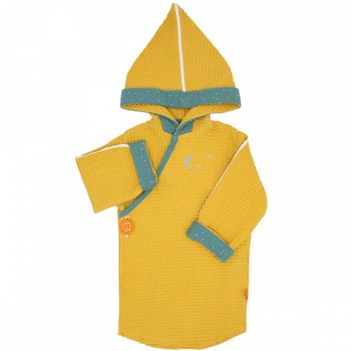 Peignoir Kimono Moutarde A Broder