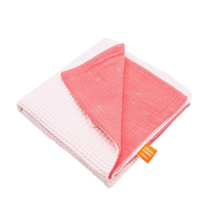 Couverture Nid D'Abeille Rose Pale A Broder