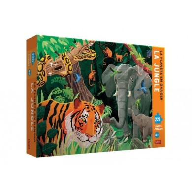 La Jungle : La Planète En Danger - Livre - Puzzle 220 Pièces