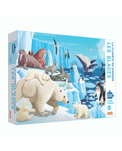 Les Glaces : La Planète En Danger - Livre - Puzzle 220 Pièces