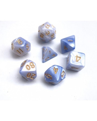 Set De 7 Dés Ludistri HDB-17 - Fusion Bleu Clair / Blanc