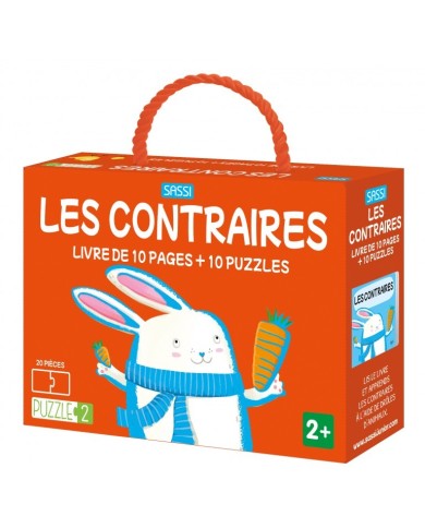 Les Contraires - 10 Puzzles 2 Pièces SASSI Avec Livre