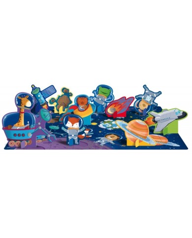 L'Espace - Puzzle 40 Pièces SASSI Avec 10 Silhouettes Et Livre