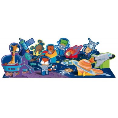 L'Espace - Puzzle 40 Pièces SASSI Avec 10 Silhouettes Et Livre