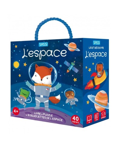 L'Espace - Puzzle 40 Pièces SASSI Avec 10 Silhouettes Et Livre