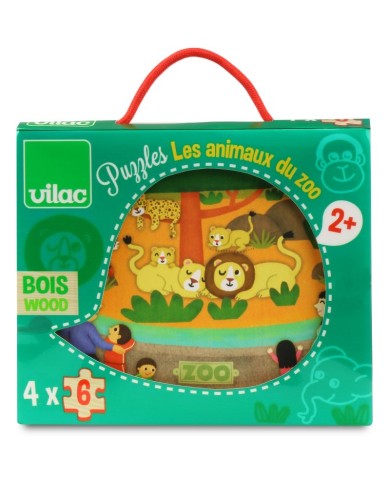 Puzzle En Bois Les Animaux Du Zoo - 4 X 6 Pièces - VILAC