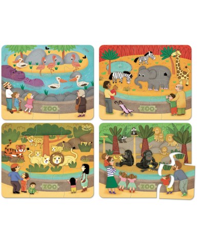 Puzzle En Bois Les Animaux Du Zoo - 4 X 6 Pièces - VILAC