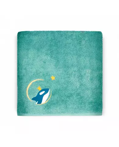Serviette Orque Bleu Océan - 70X140 - Personnalisable