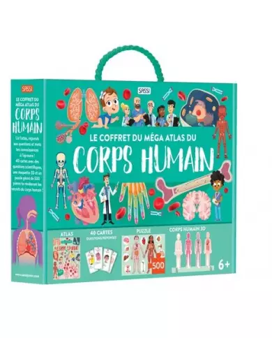 Le Coffret Méga Atlas Du Corps Humain - Livre - Puzzle 500 Pièces