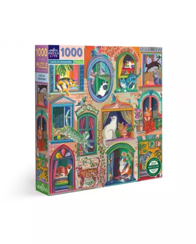 Puzzle Eeboo - Cats In Windows ( Chats Aux Fenêtres ) - 1000 Pièces