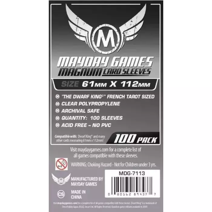 100 Sleeves Mayday - 61 X 112 Mm Dwarf King Standard