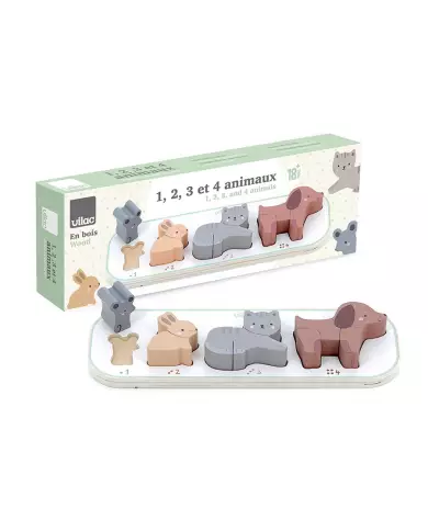 Puzzle À Encastrement En Bois - J’Apprends À Compter Les Animaux - Sarah Betz