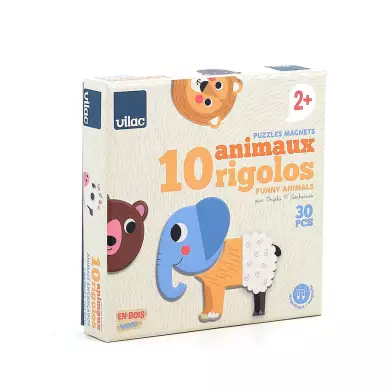 Coffret De Magnets En Bois VILAC - 10 Animaux Rigolos - Ingela P.Arrhenius