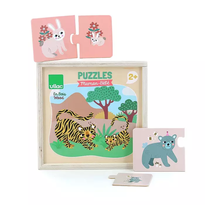 Puzzles VILAC En Bois - Maman Et Bébé - Michelle Carlslund - 12 X 2 Pièces