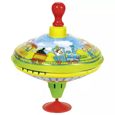 Toupie Bourdonnante Métal - Train - Poignée En Bois