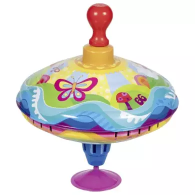 Toupie Bourdonnante Métal - Tourbillon Solaire - Poignée En Bois