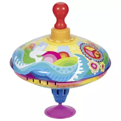 Toupie Bourdonnante Métal - Tourbillon Solaire - Poignée En Bois