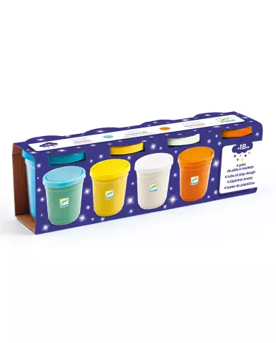 4 Pots De Pâte À Modeler DJECO - Pailletées
