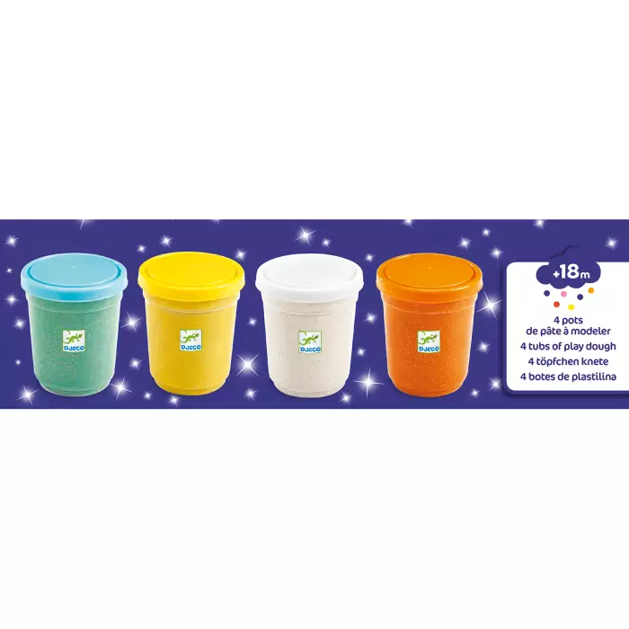 4 Pots De Pâte À Modeler DJECO - Pailletées