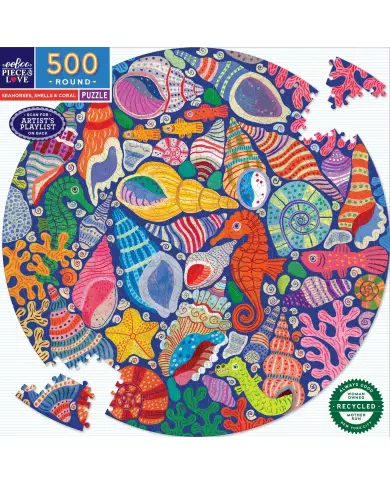 Puzzle Eeboo - Seahorses Shells & Coral ( Hippocampes Coquillages et coraux ) - 500 Pièces