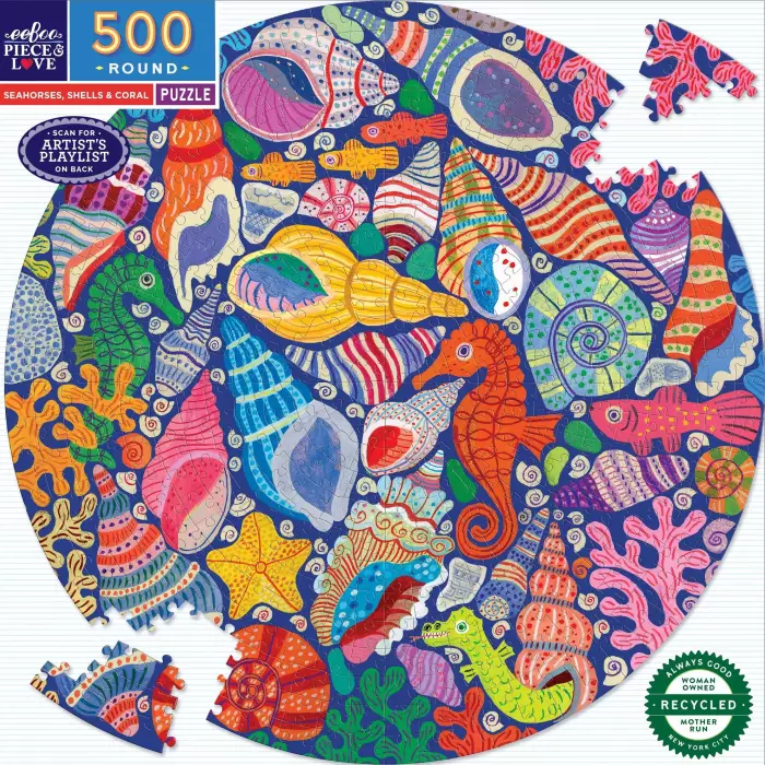 Puzzle Eeboo - Seahorses Shells & Coral ( Hippocampes Coquillages et coraux ) - 500 Pièces