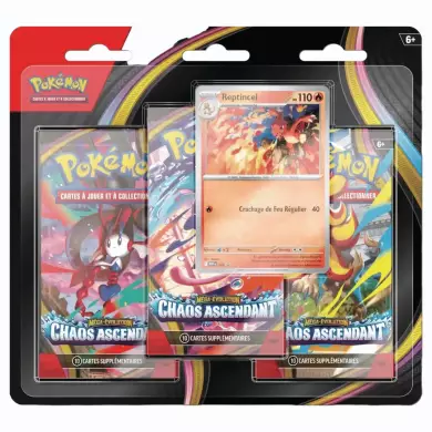 Pokémon - TriPack - ME04 - 3 Boosters Méga-Évolution - Chaos Ascendant - Reptinciel