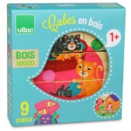 9 Cubes En Bois Animaux - VILAC