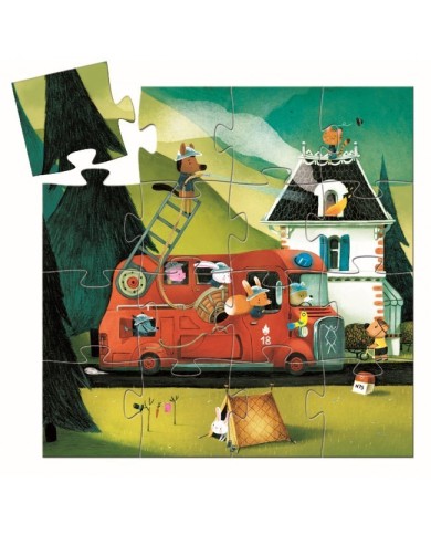 Puzzle Silhouette DJECO - Le Camion De Pompier - 16 Pièces