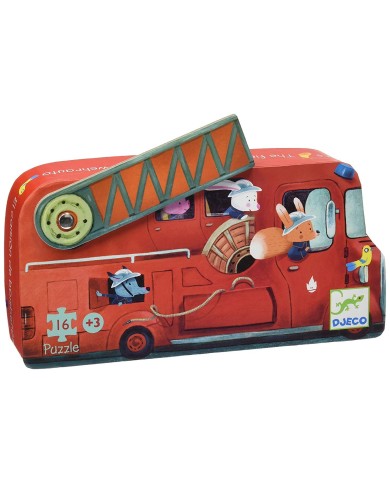 Puzzle Silhouette DJECO - Le Camion De Pompier - 16 Pièces
