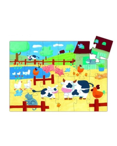Puzzle Silhouette DJECO - Les Vaches A La Ferme - 24 Pièces