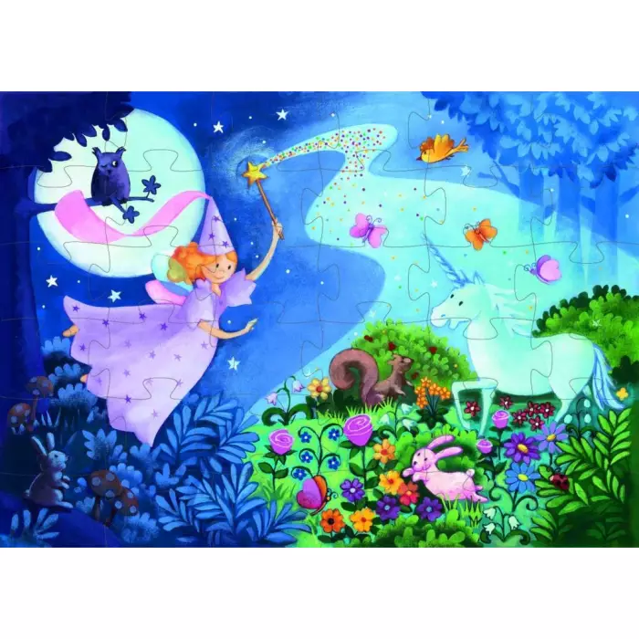 Puzzle Silhouette DJECO - La Fée Et La Licorne - 36 Pièces