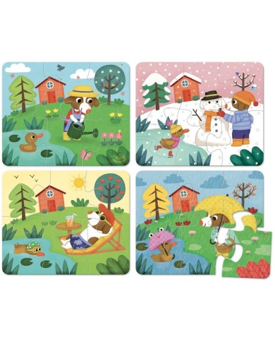 Puzzle En Bois Les 4 Saisons - 4 X 6 Pièces - VILAC