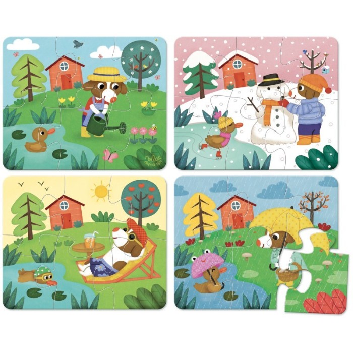 Puzzle En Bois Les 4 Saisons - 4 X 6 Pièces - VILAC