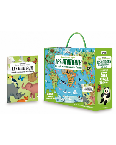 Les Animaux : Les Espèces Menacés - Livre - Puzzle 205 Pièces