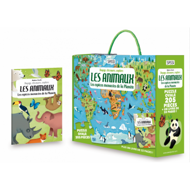 Les Animaux : Les Espèces Menacés - Livre - Puzzle 205 Pièces